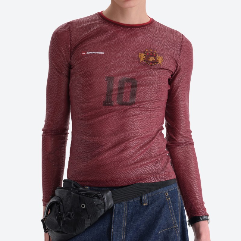 No. 10 Snake‑print Sheer Top